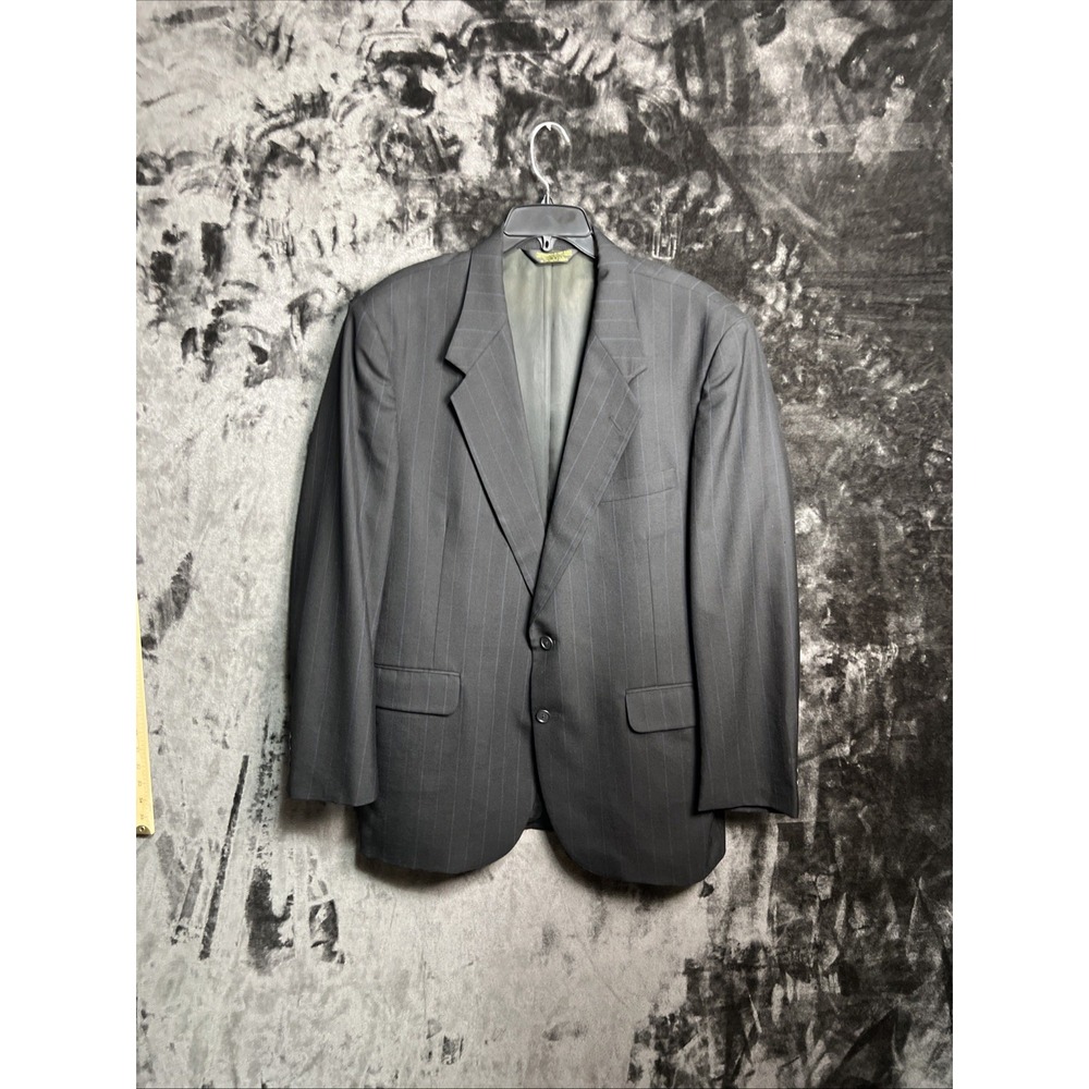 Pierre Balmain Suit 46L 38x30 Gray‎ Pinstripe Wool USA 2 Piece